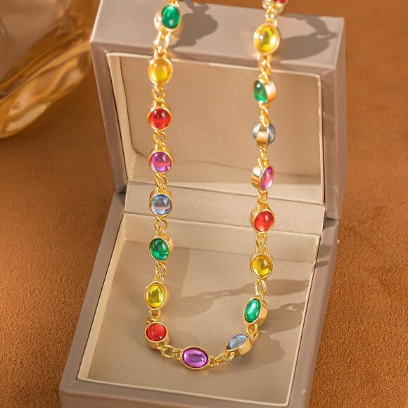 Cross Pendant Necklace for Women 18K Gold Plated Faith Necklace Luxurious Multi- - Picture 2 of 5